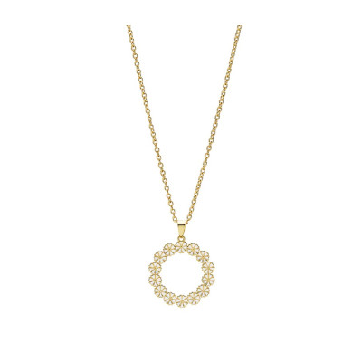 Lund Marguerit - Collier forgyldt 14 margueritter, cirkel vedhæng