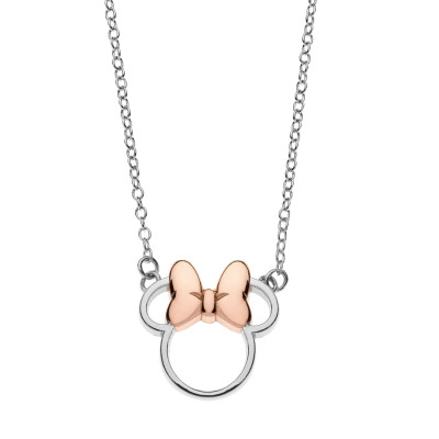 Disney sølvhalskæde - Minnie Mouse pink sløjfe (11/20)