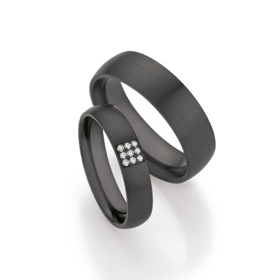Vielsesringe i Zirconium  14/30110 og 14/30120 Black & diamonds (06/24)
