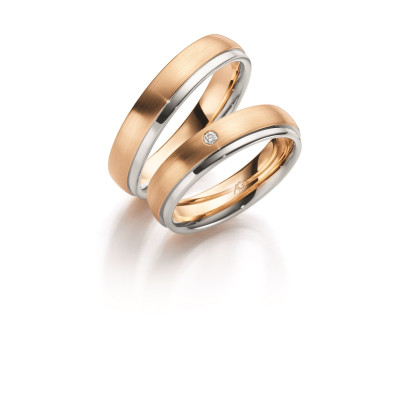 Vielsesringe 2 farvet i 9 karat alm  guld og hvidguld fra Gerstner 28637  (X39) (02/26)