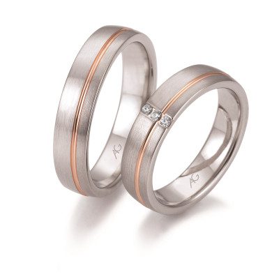 Vielsesringe 2 farvet i 14 karat hvidguld og rosa guld fra Gerstner 28647  (X41) (02/26)