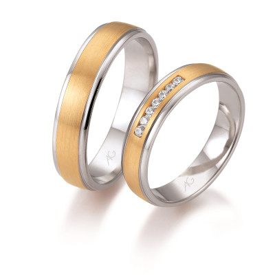Vielsesringe 2 farvet i 14 karat alm. guld og hvidguld fra Gerstner 28650  (X41) (02/26)