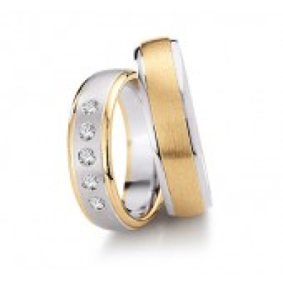 Vielsesring Gerstner  20023 to-farvet 14 karat  alm guld og hvidguld (X17)   (02/26)