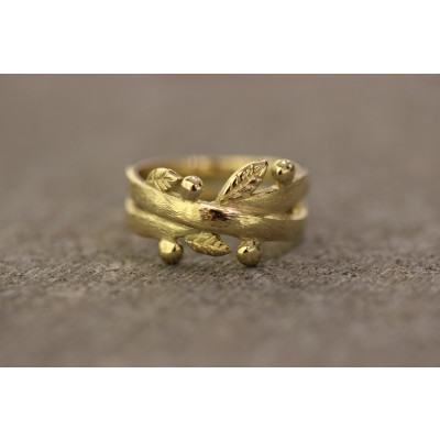 Bladring med kugler 14 karat guld    (11/25)