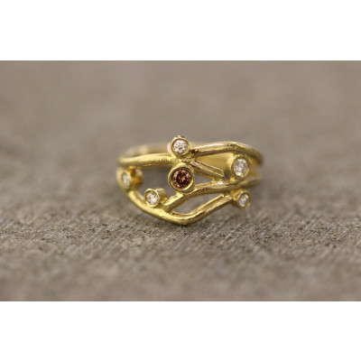 Trådring med pink og hvide brillanter   (11/25)