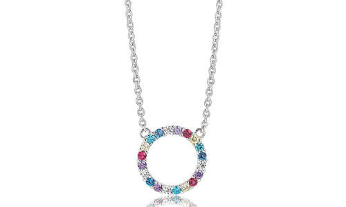 Sif Jakobs - Halskæde Biella Grande i sølv med multifarvede zirkoner 