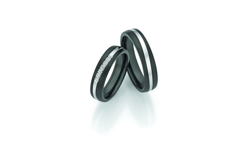 Vielsesringe Surfing color i 14 karat hvidguld og Zirconium