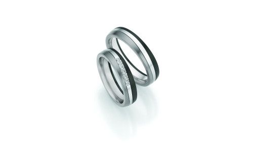 Vielsesringe Surfing color i Titanium, 14 karat hvidguld og Zirconium