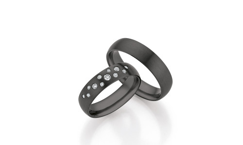 Vielsesringe i Zirconium  14/30010 og 14/30020 Black & diamonds (06/24)