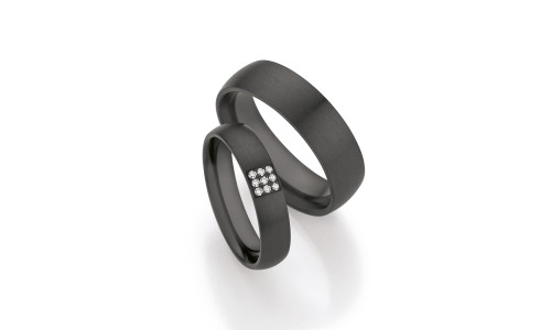 Vielsesringe i Zirconium  14/30110 og 14/30120 Black & diamonds (06/24)