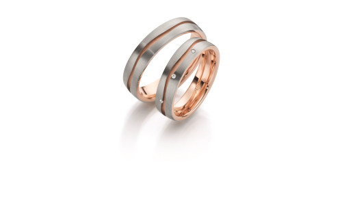 Vielsesringe 2 farvet i 14 karat hvidguld og alm. guld fra Gerstner 28638  (X39)  (02/26)