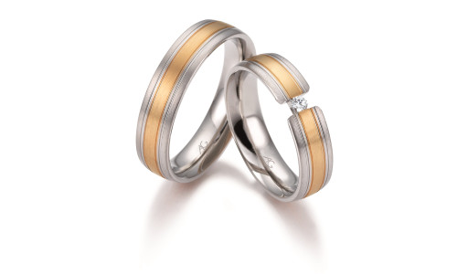 Vielsesringe 2 farvet i 14 karat alm guld og hvidguld fra Gerstner 28645  (X41) (02/26)