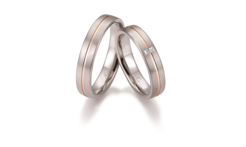 Vielsesringe 2 farvet i 9 karat hvidguld og rosa guld fra Gerstner 28648  (X41) (02/26)