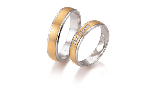Vielsesringe 2 farvet i 9 karat alm. guld og hvidguld fra Gerstner 28650  (X41) (02/26)