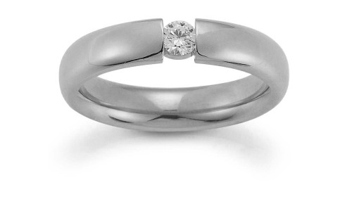 Vielsesring i 14 karat hvidguld med brillant fra Gerstner 4/20074 - 4,5 mm eller 5,0 mm. (X1,X4)   (02/26)