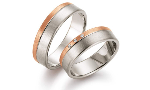 Vielsesringe 28114 fra Gerstner i 14 karat to farvet rosa- og hvidguld (X19)  (02/26)