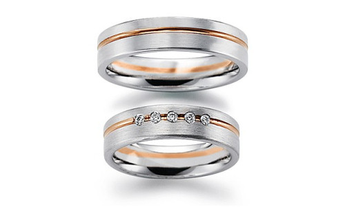 Vielsesringe 28221 fra Gerstner i 9 karat hvidguld med smalt bånd i alm. guld (X24) (02/26)