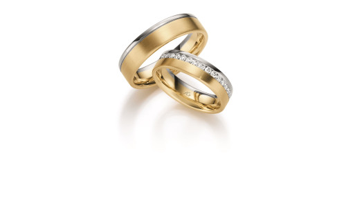 Vielsesringe 2 farvet 9 karat  alm guld oghvidguld fra Gerstner 28623  (X38)  (02/26)