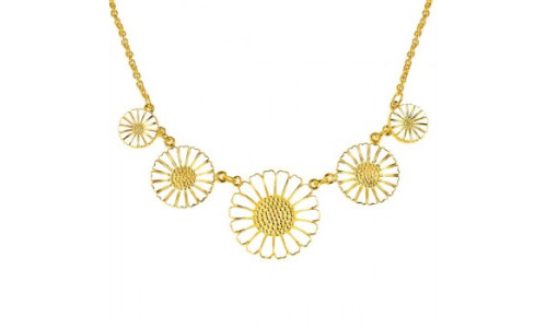 Lund Marguerit - Collier forgyldt 5 margueritter 
