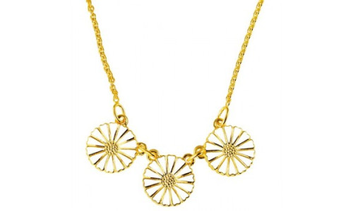 Lund Marguerit - Collier forgyldt 3 margueritter     (08/23)