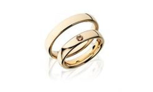 Vielsesringe i 8 karat guld Pure Naturfarvet 1 x Sten   (10/20)