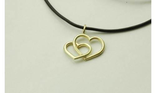 Vedhæng dobbelt hjerte i 14 karat guld   (11/25)