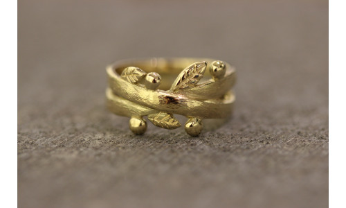 Bladring med kugler 14 karat guld    (11/25)