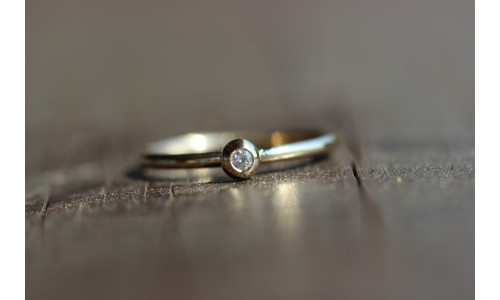 Samlering i 14 karat m. brillant knap