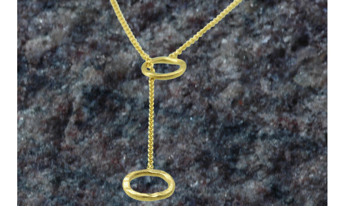 Rustik Y-kæde med 2 ringe i 14 karat guld   (11/25)