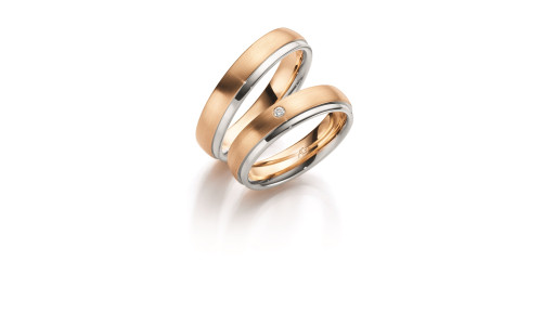 Vielsesringe 2 farvet i 9 karat alm  guld og hvidguld fra Gerstner 28637  (X39) (02/26)